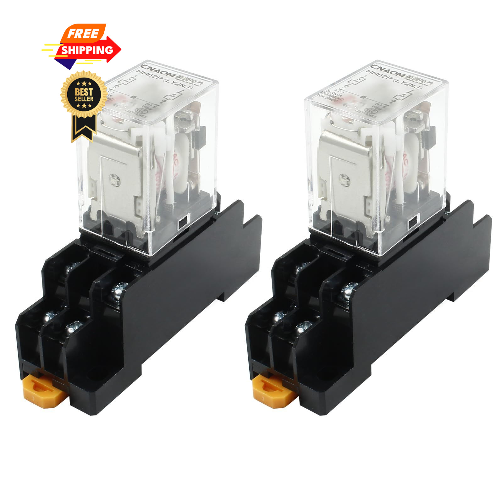 Bonsicoky 2 Pcs AC 110V Coil 8 Pin 10A DPDT Electromagnetic 110V, 8Pin-10A