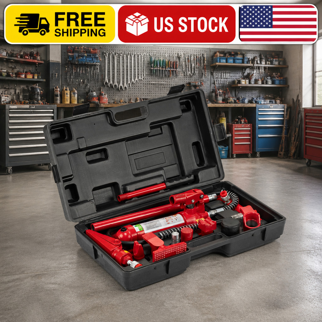 4 Ton Hydraulic Porta Power Kit 8800 LBS Capacity, Multifunctional Auto Body