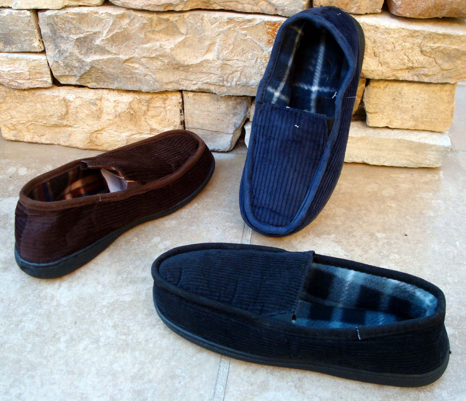 New Men's Corduroy Slip on Rubber Sole Indoor/outdoor House slipper soft--2020 M