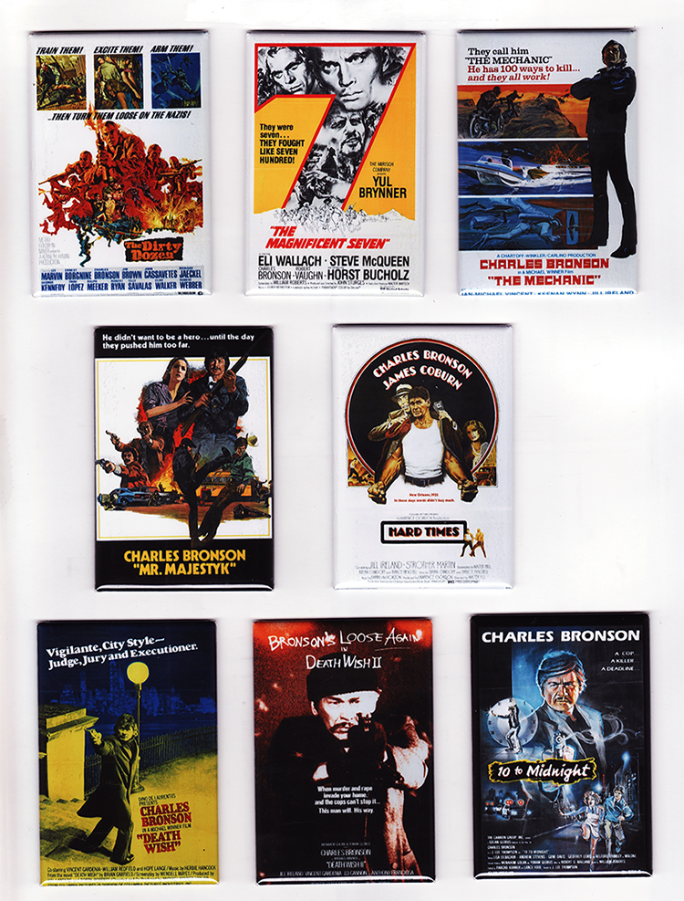 BRONSON MOVIE POSTER MAGNETS w/ DIRTY DOZEN MAGNIFICENT SEVEN DEATH WISH & MORE!