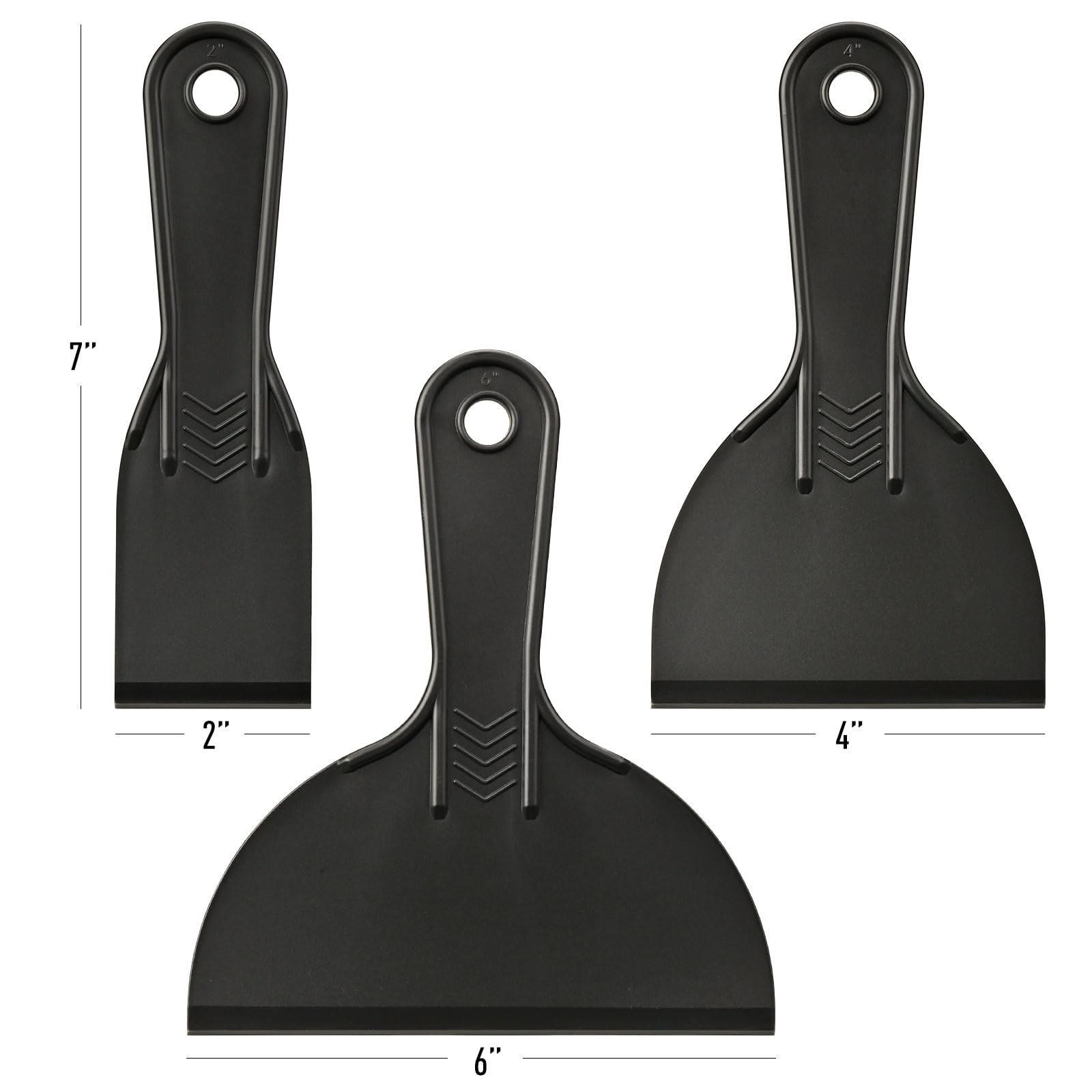 Fledomx Plastic Putty Knife Set – 3 Pack 2" 4" 6" Flexible Scrapers – Spackle...