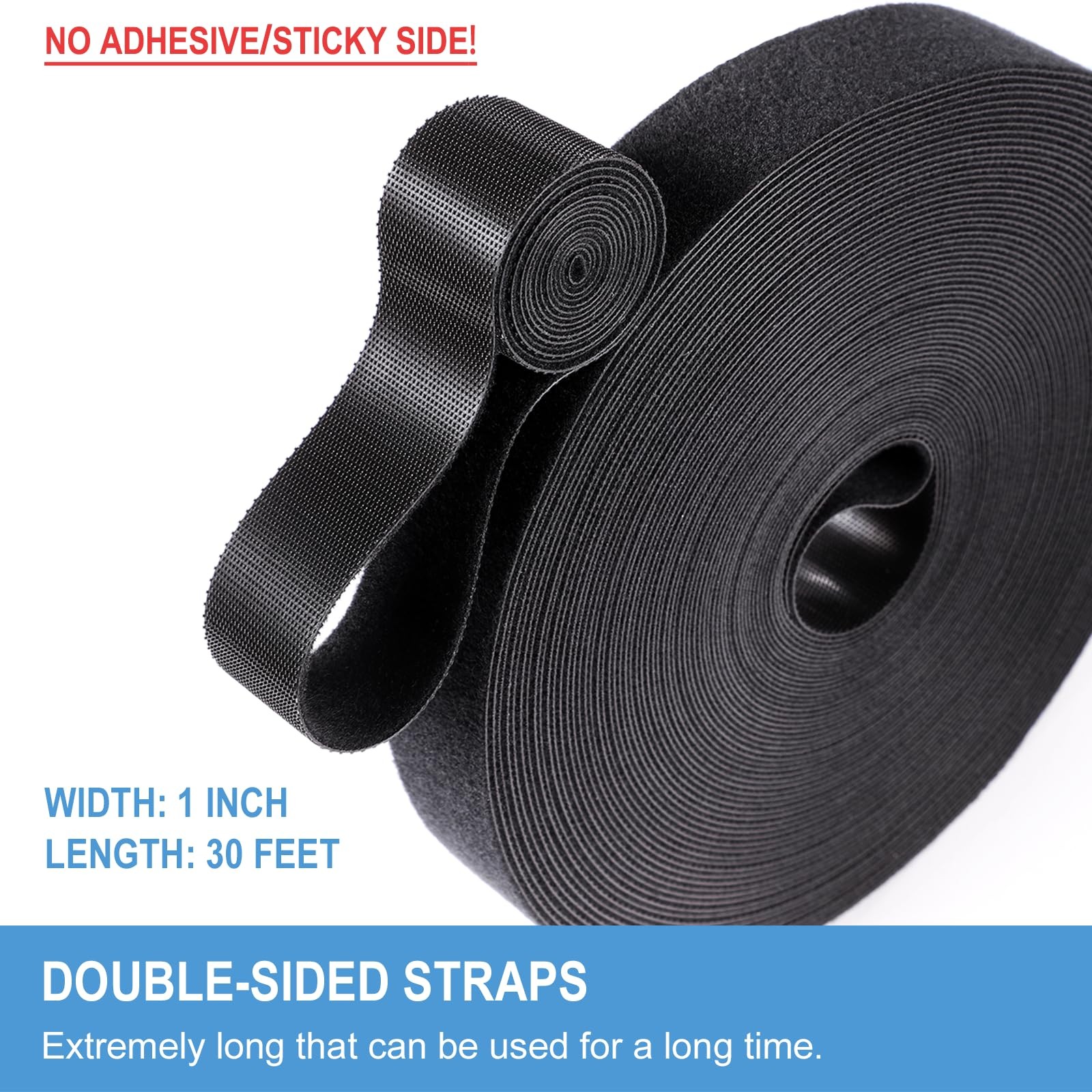1 in x 30 ft Hook and Loop Roll | DoubleSided Strips, SelfGripping Straps | R...