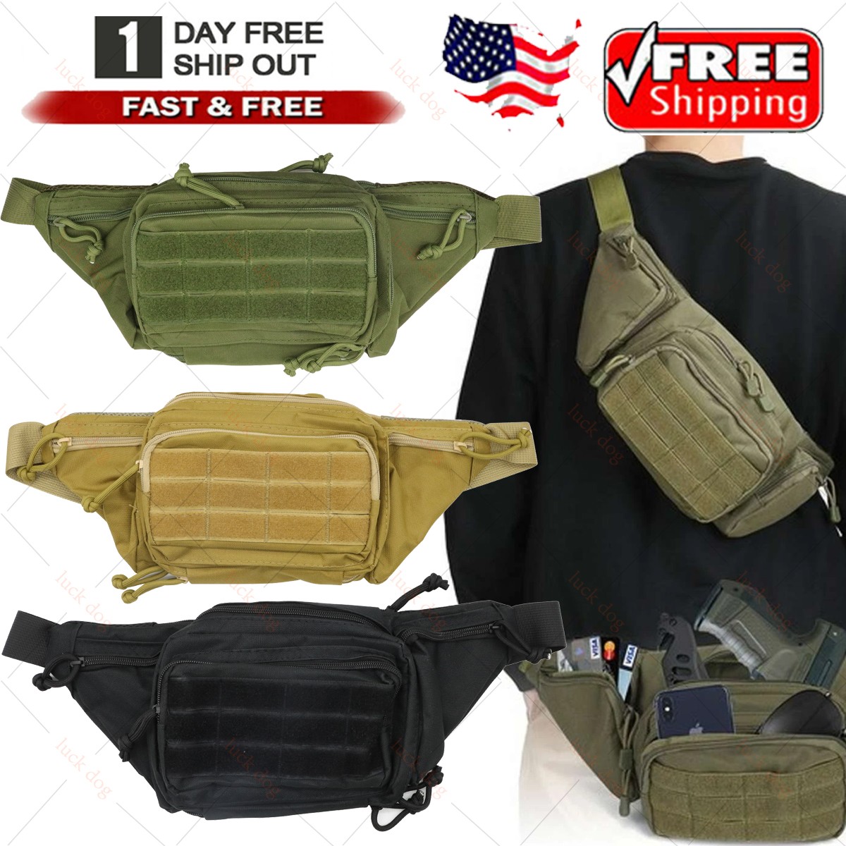 Outdoor Concealed Carry Fanny Pack Holster Tactical Military Waist Pouch Gun Bag