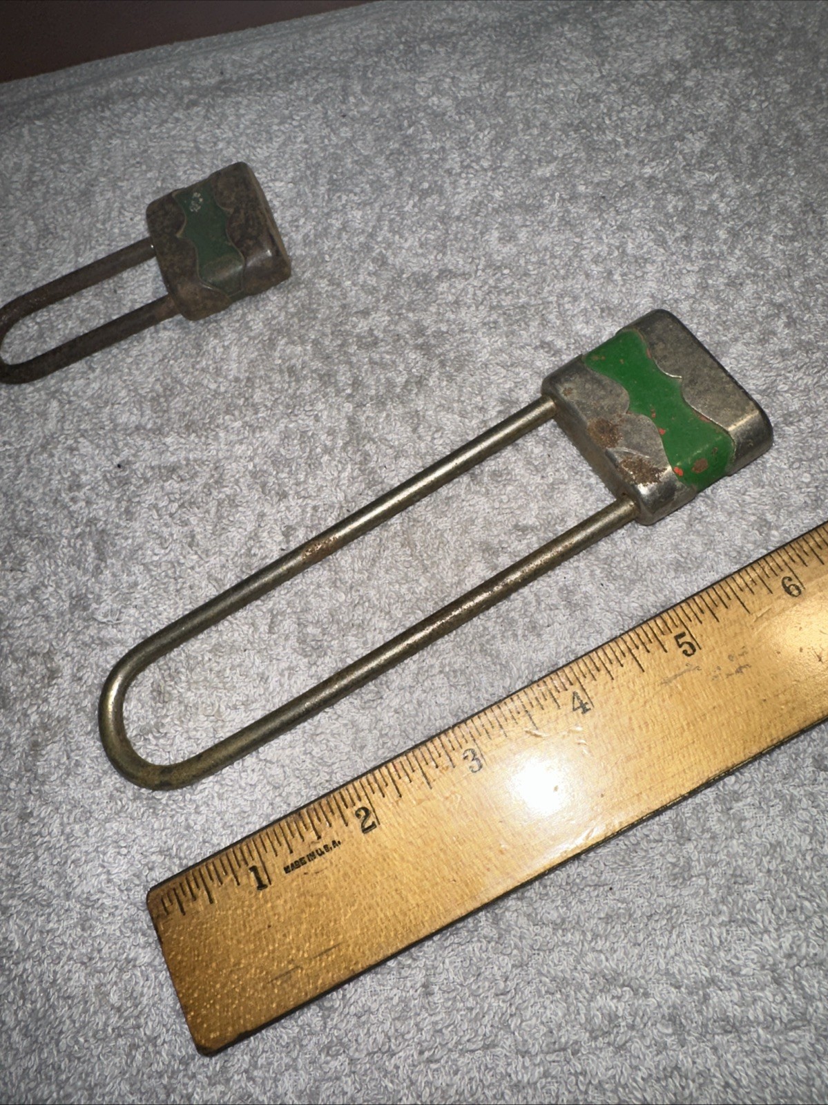 2 Locks No Keys!! Unique Shape Rusty Chippy Paint