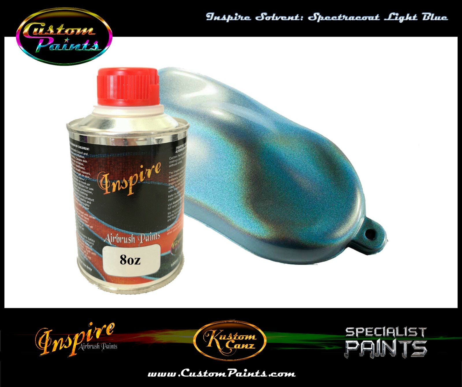 INSPIRE SPECTRACOAT LIGHT BLUE 8oz AIRBRUSH, CUSTOM PAINT, SPECTRAFLAIR, ARTIST