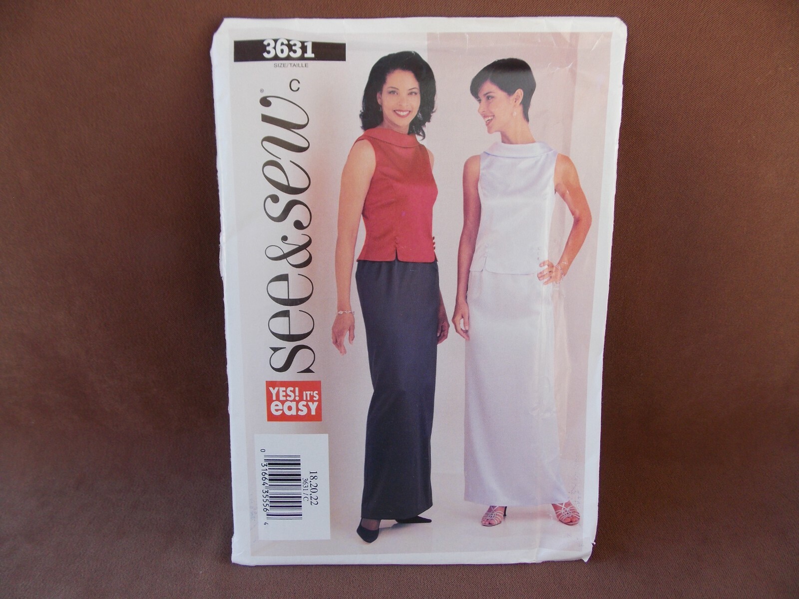 Butterick Misses See & Sew Top & Skirt Sizes 18-22 Uncut Pattern 3631