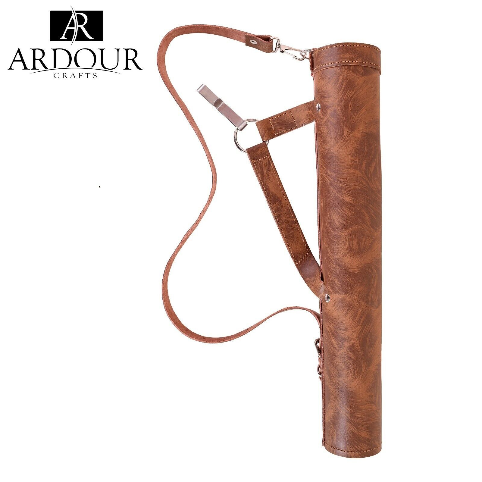 Archery Quiver Handmade Cowhide Leather Quiver , Brown Arrow Quiver For Hunting