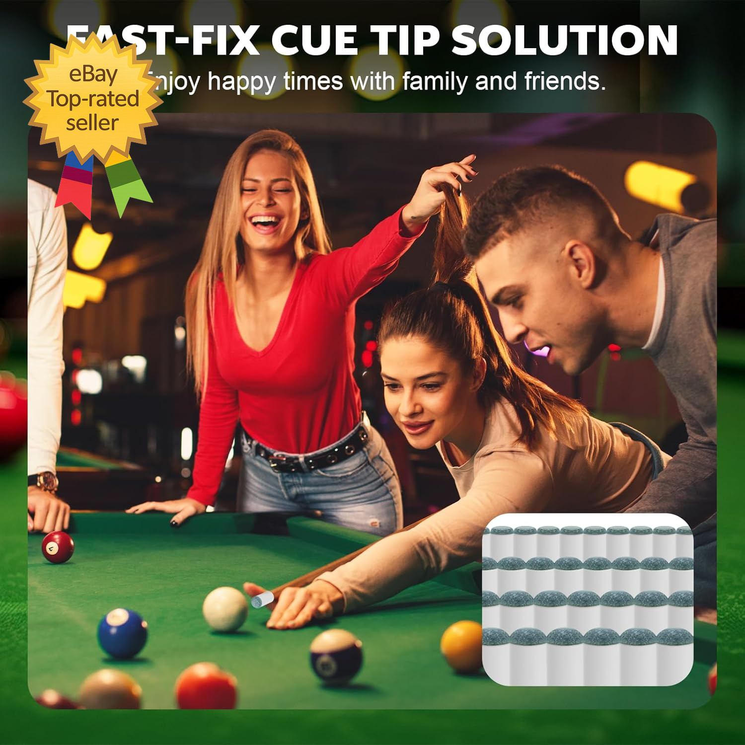 40Pcs Slip on Pool Cue Tips Replacement Kit 4 Sizes Upgrade Pool Stick Tips