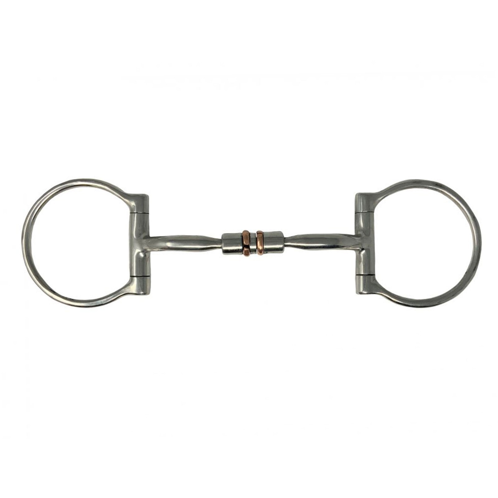 D-RING BIT Stainless Steel COPPER Roller Center 5" Curved Mouth 3" D-Ring Cheeks