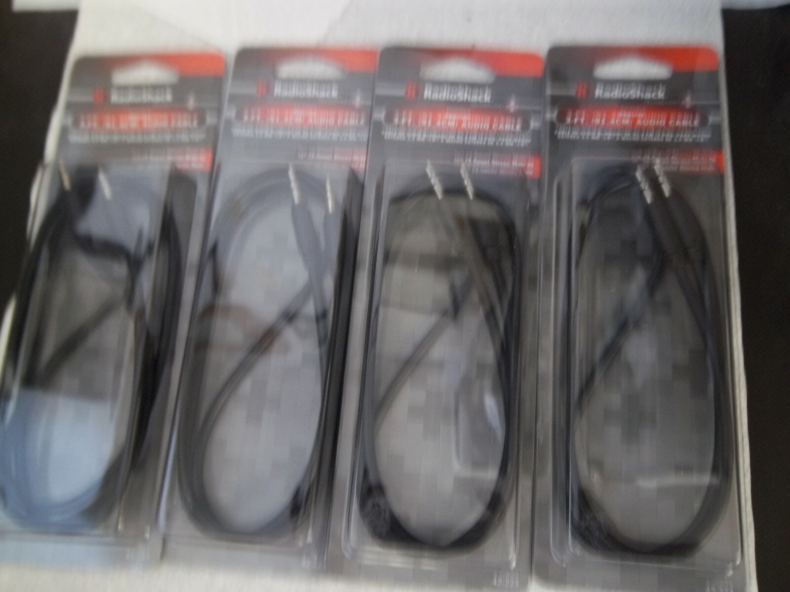 RADIO SHACK 42-223  (lot-of-4) SHIELDED AUDIO CABLE 3-FT 1/8" Male TO 1/8" Male.