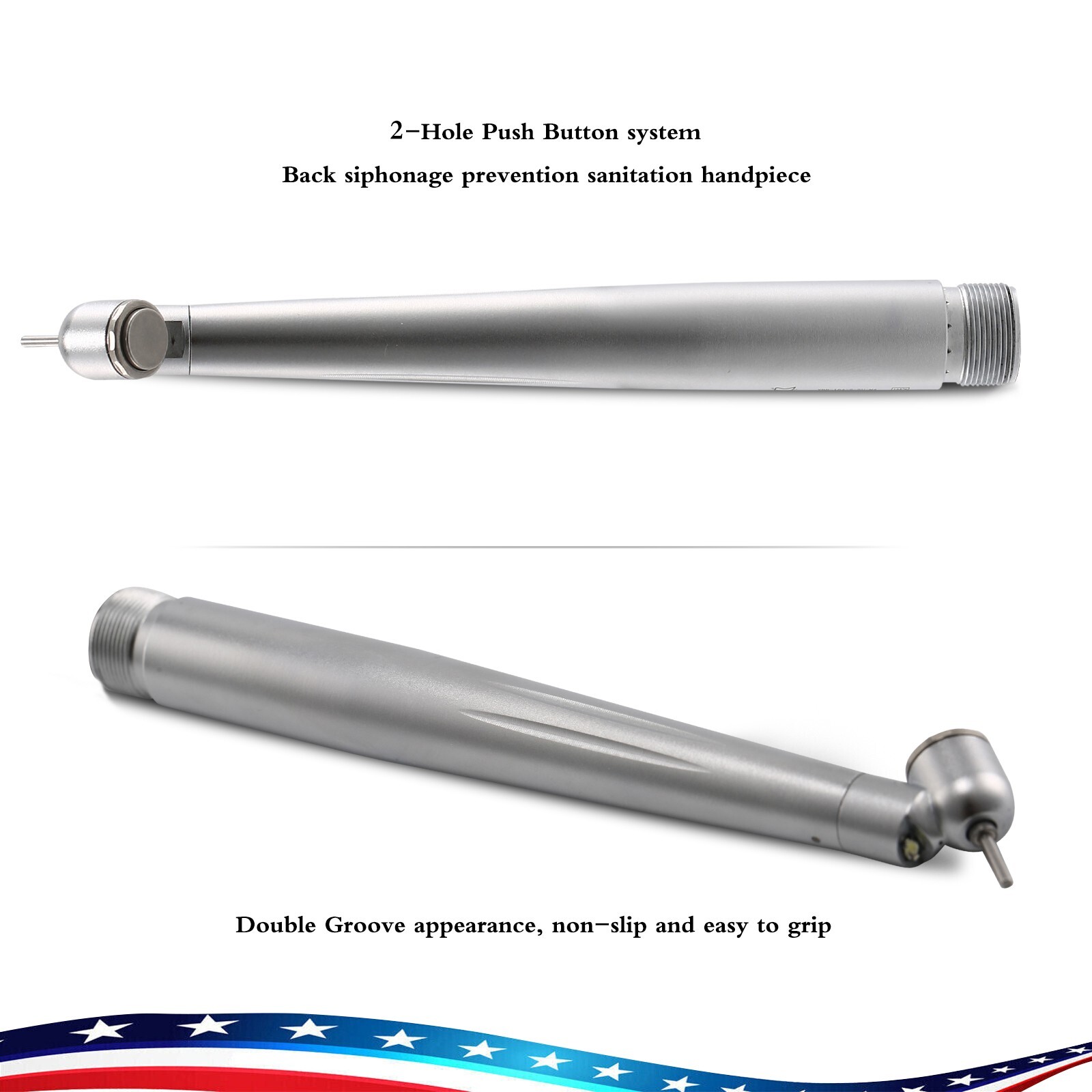 NSK Style Dental LED 45° Degree Surgical High Speed Handpiece Push Button 2 Hole