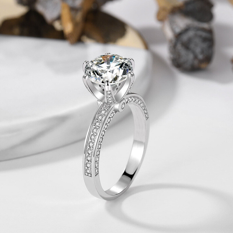 3.6ct Luxury Big Round Wedding Band Women's 925 Silver Engagement Ring Size 4-9