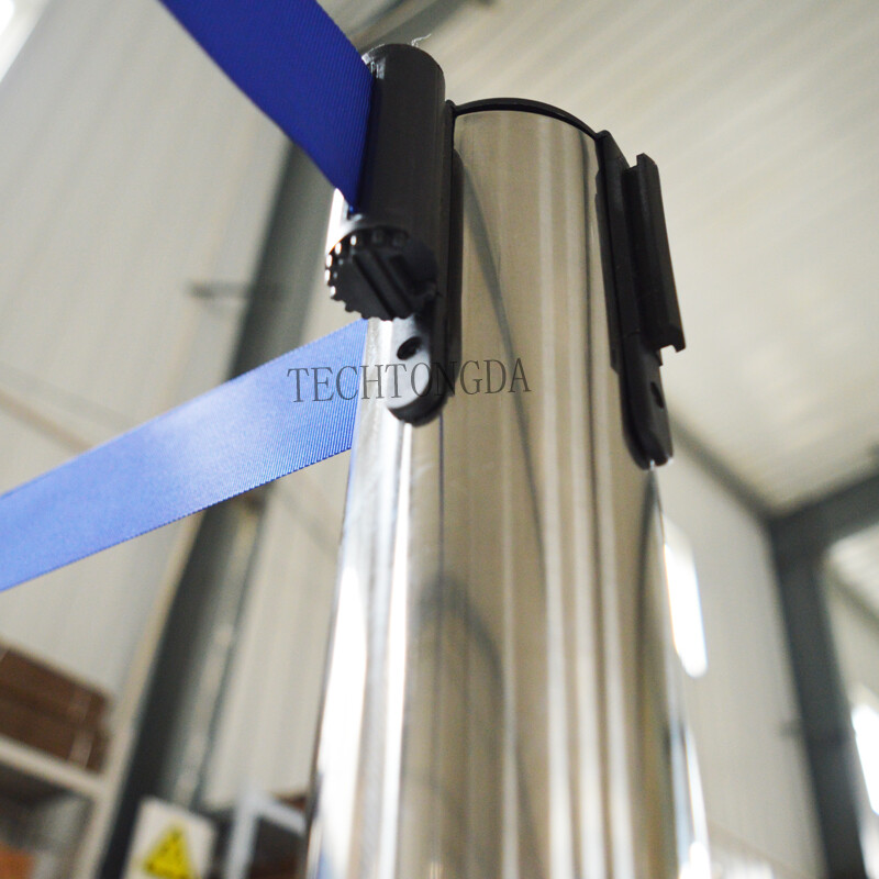 6Pcs Stanchion Posts Queue Pole Retractable Belt Crowd Control Blue Belt Barrier