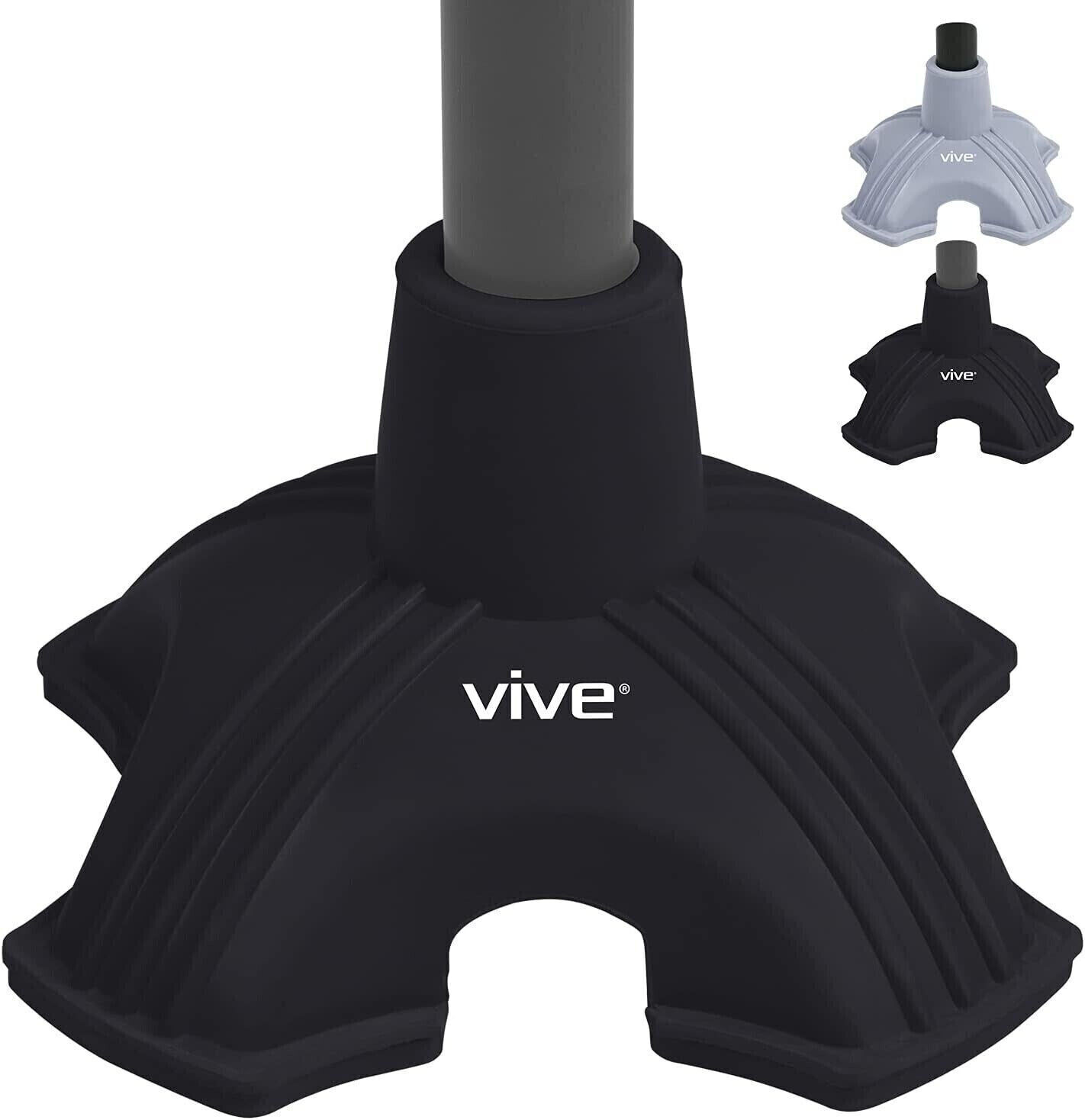 Vive Cane Tip - Self Standing Quad Base Replacement for Most Walking Canes