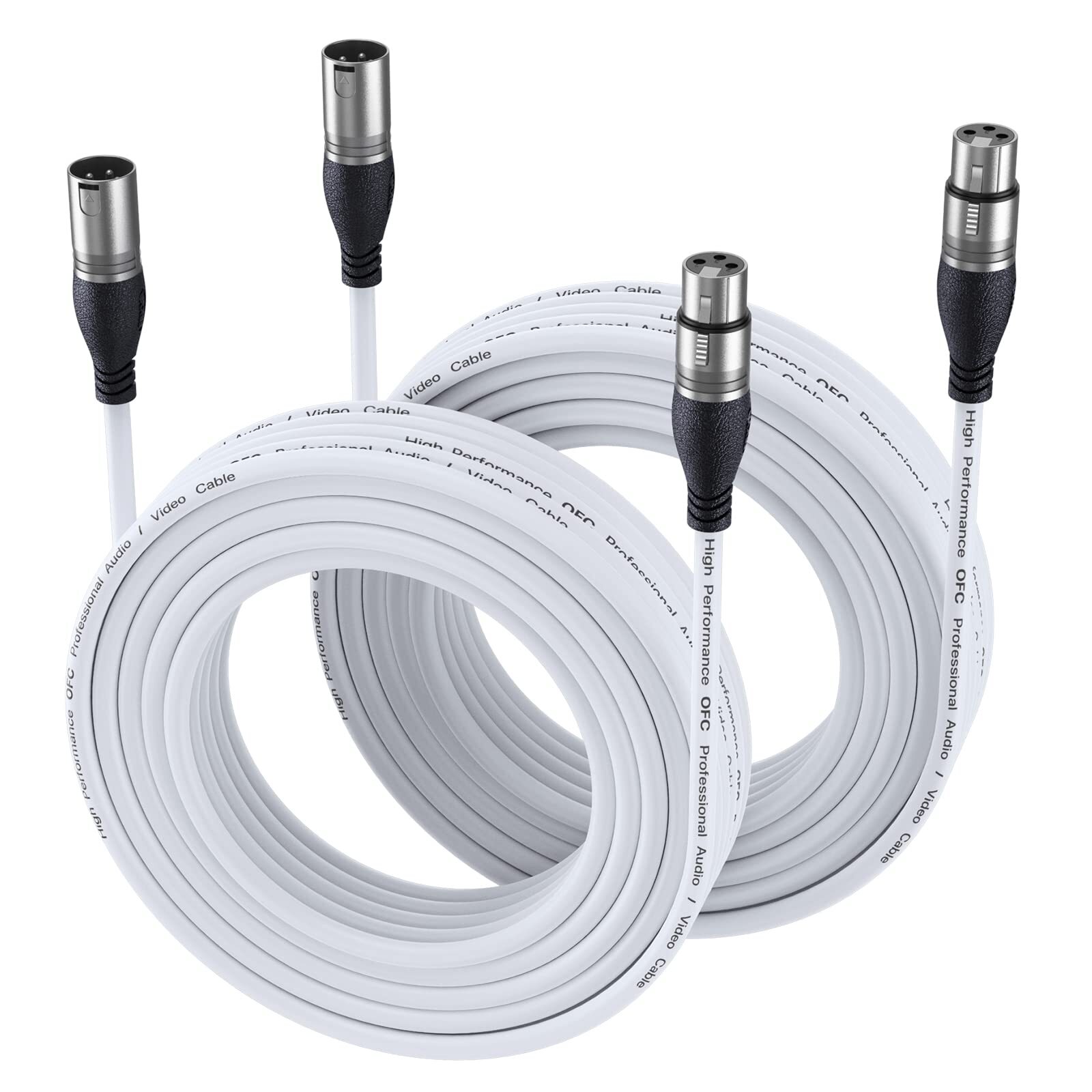 XLR Cable 50ft 2 Packs - Premium Balanced Microphone Cable with 3-Pin XLR Mal...