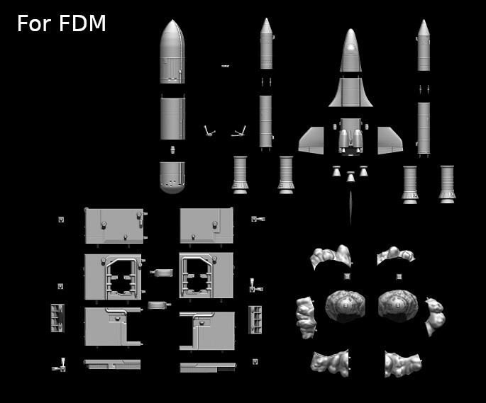 Space Shuttle FILE STL for all 3D printer 2 version platform take_off phase lamp