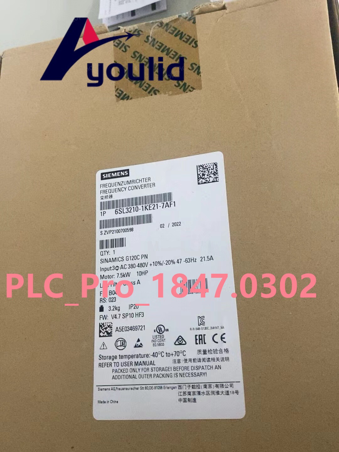 6SL3210-1KE21-7AF1 1PCS Brand New Siemens 6SL3 210-1KE21-7AF1 US Free tax