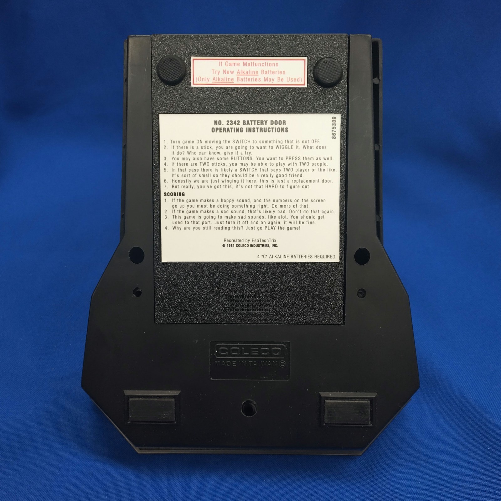 Deluxe Battery Door Replacement for Coleco Tabletop Mini Arcade
