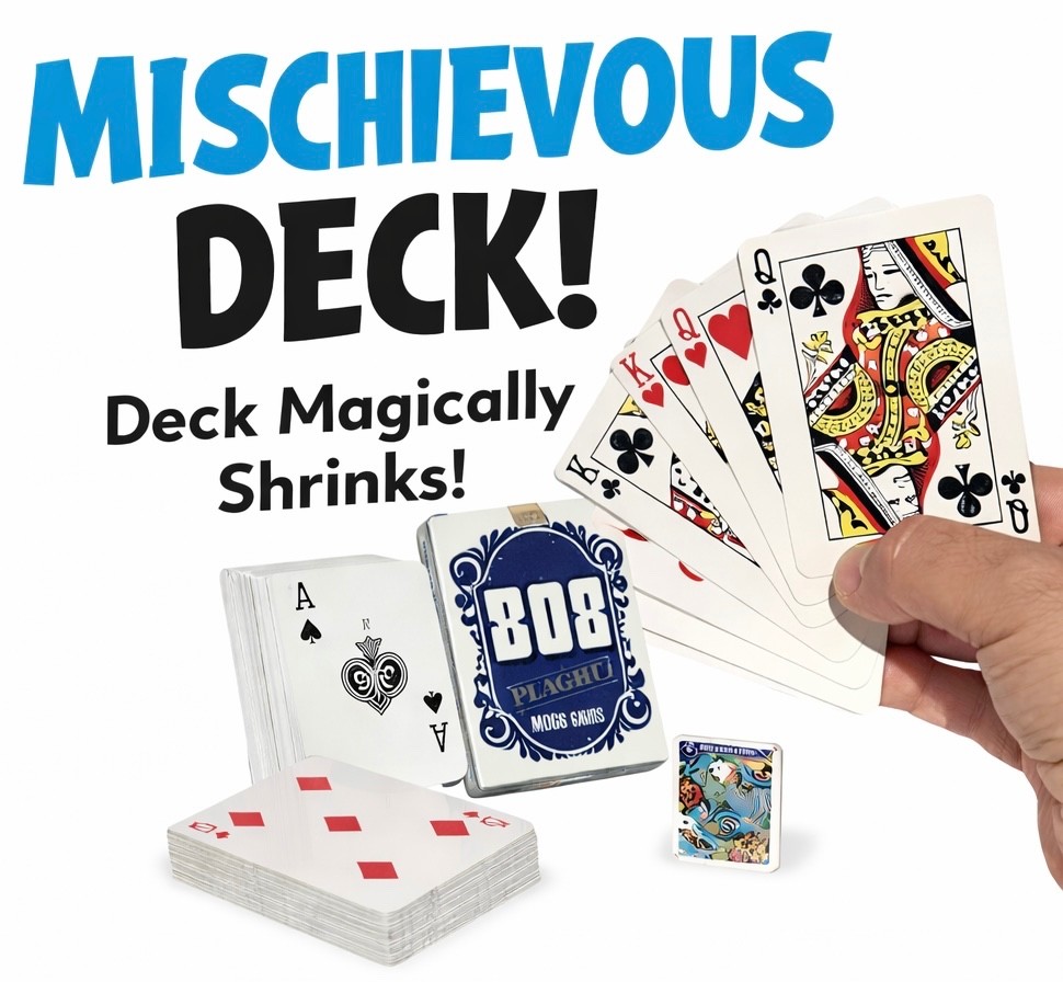 MISCHIEVOUS DECK Close Up Magic Trick Gimmicked Shrinking Mini Cards Change King