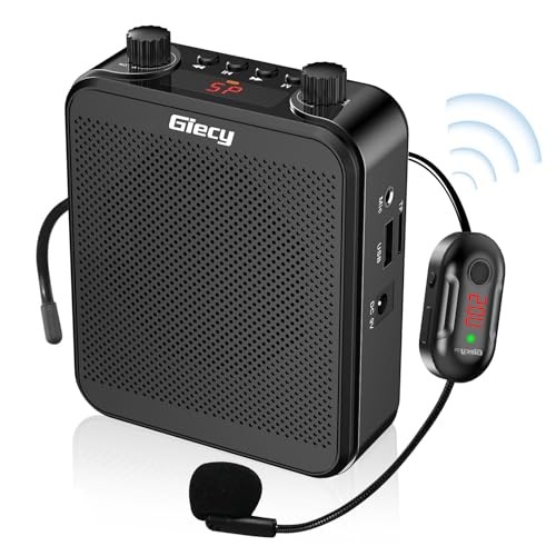 30W Portable Voice Amplifier with Wireless Microphone Headset, Standard Black