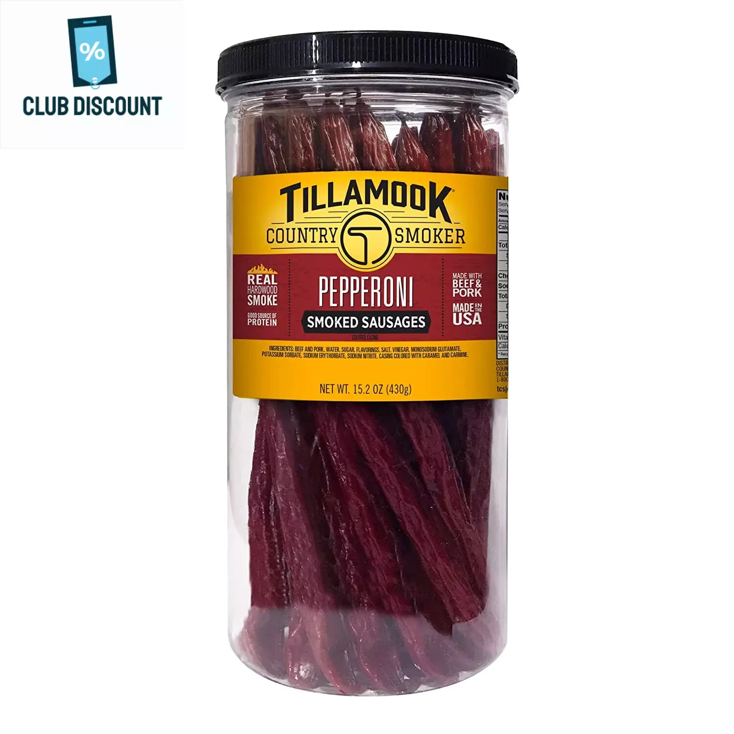 Tillamook Country Smoker Real Hardwood Smoked Sausages, Pepperoni, 15.2 Ounce Ta