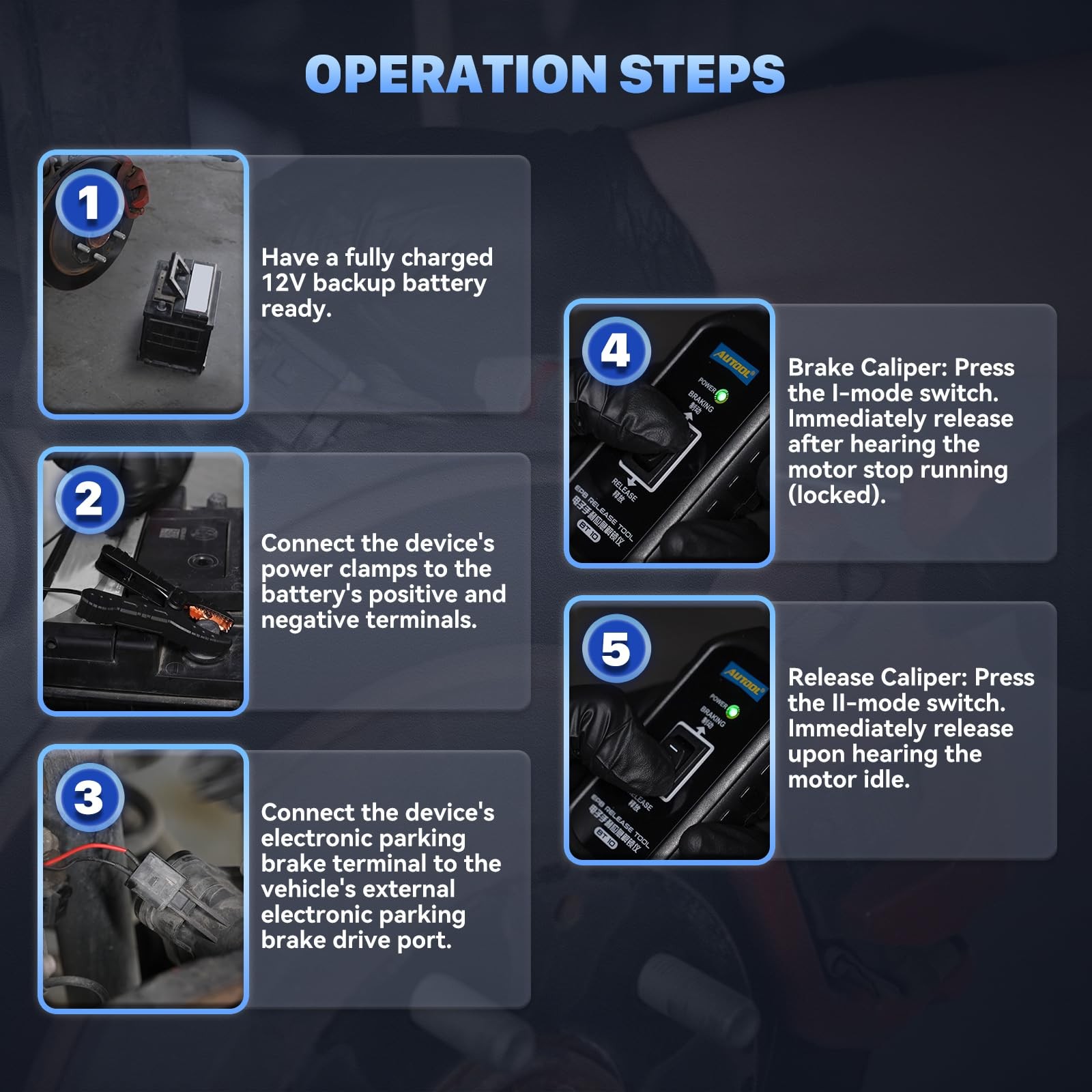 AUTOOL EPB Emergency Release Tool, Dual-Channel Brake & Reverse Control Black