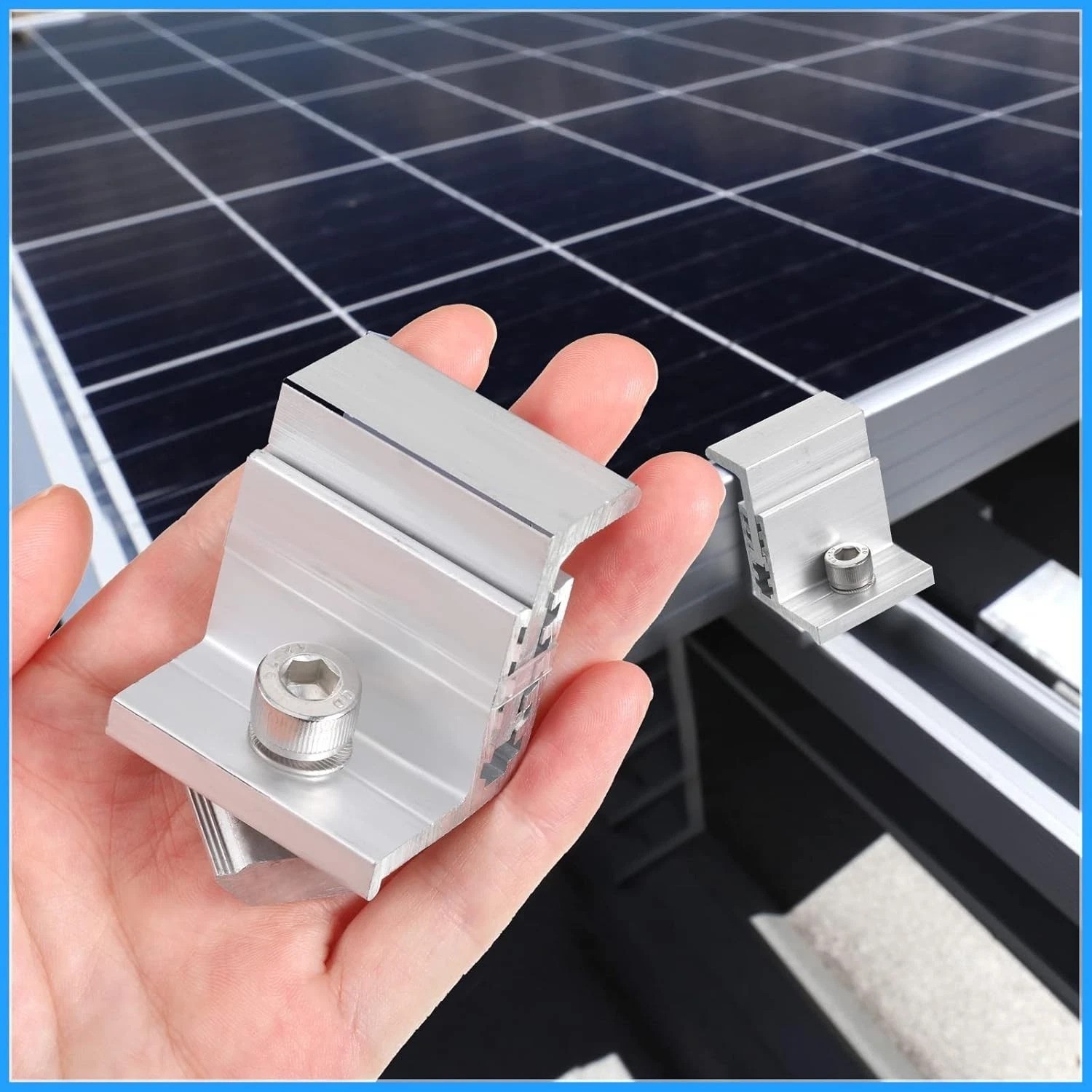 28-Piece Aluminum Solar Panel Clamp Set with Adjustable Mounting Brackets