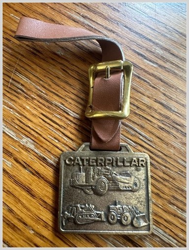 Caterpillar Luggage Tag Cleveland Bros PA MAB Assoc NY 1960s Brass Metal