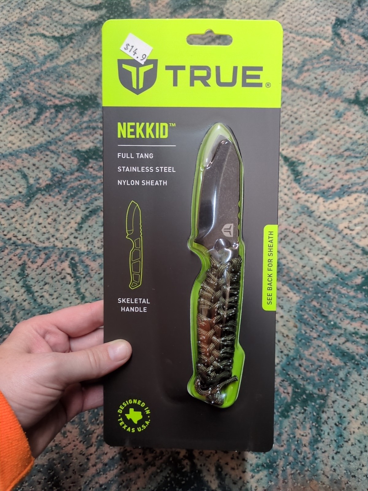 TRUE Nekkid Stainless Steel Fixed Blade Knife with Nylon Sheath