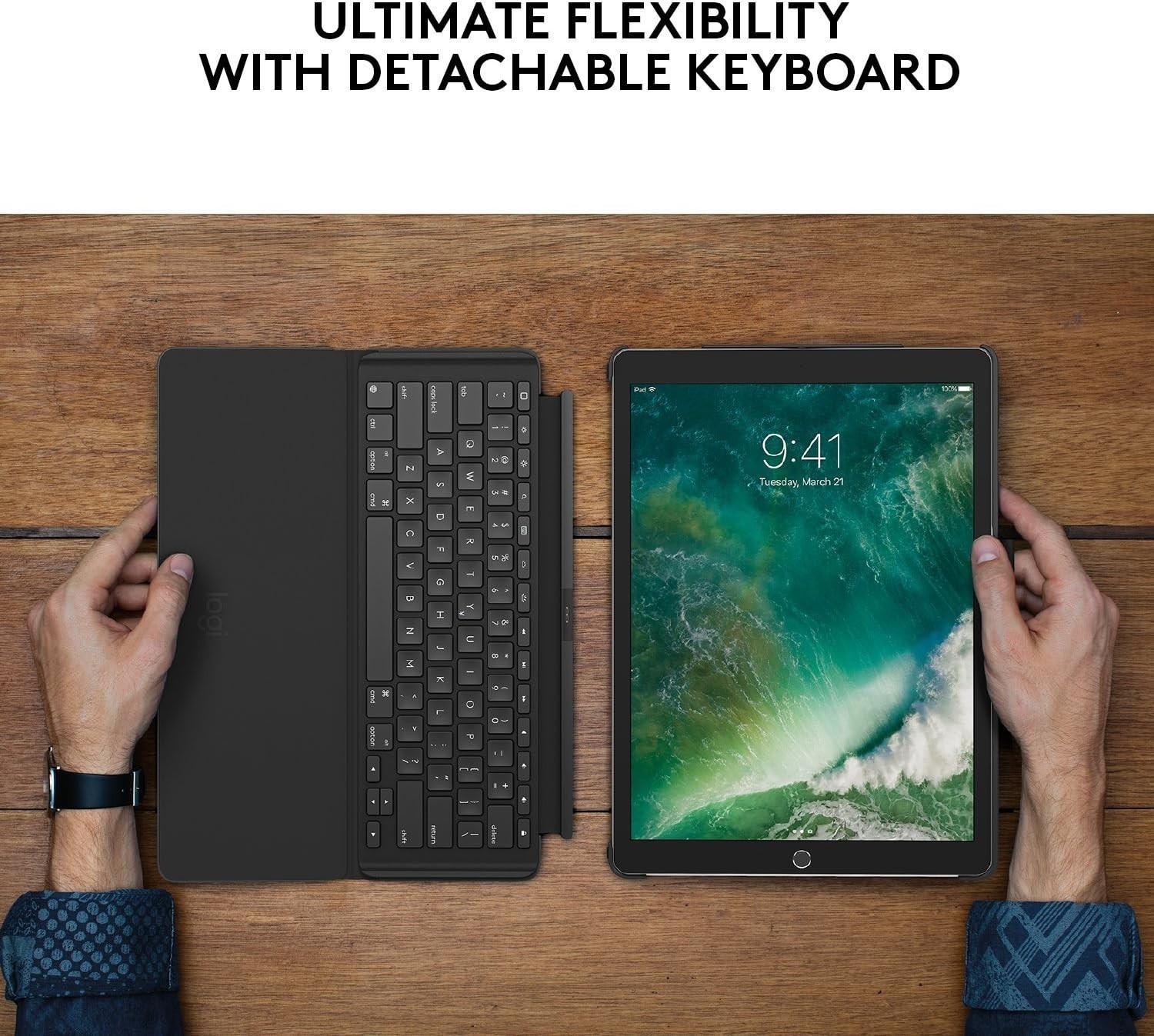 Logitech iPad Pro 10.5'', AIR Slim Combo w/ Detachable Backlit Wireless Keyboard