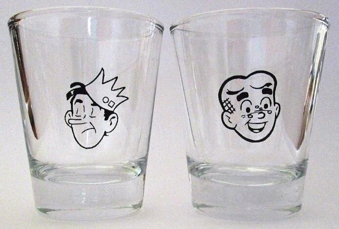 Set of 2 Archie & Jughead 1½ Shot Glasses