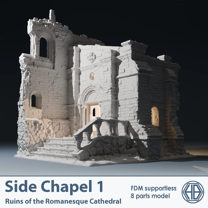 Romanesque Temple Side Chapel 1 | Wargame Terrain | 1 Multi-Piece | FDM printed