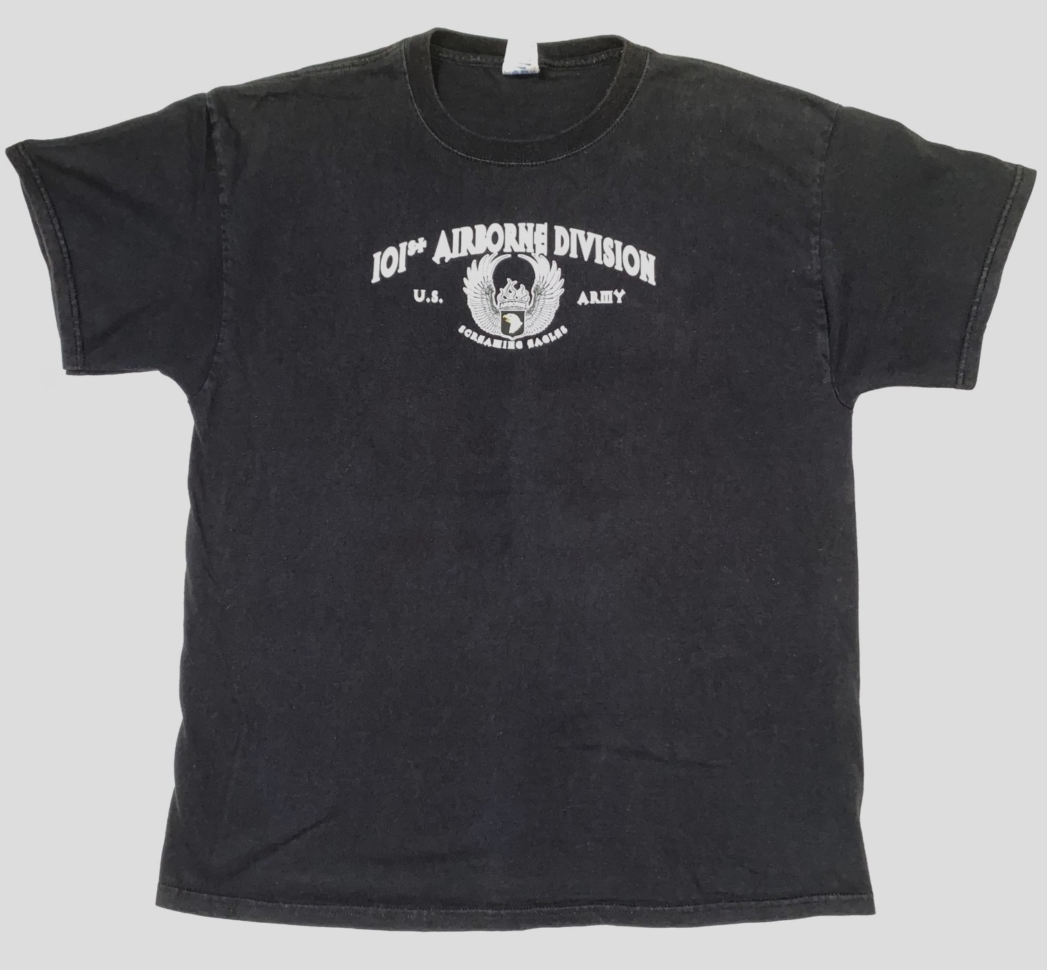 101st Airborne Division black Large Shirt US Army Screaming Eagles double sided