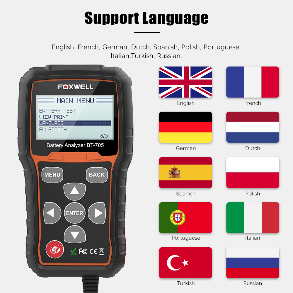 12V ~ 24V Automotive Battery Load Tester Car Charging Cranking Test 100~2000 CCA