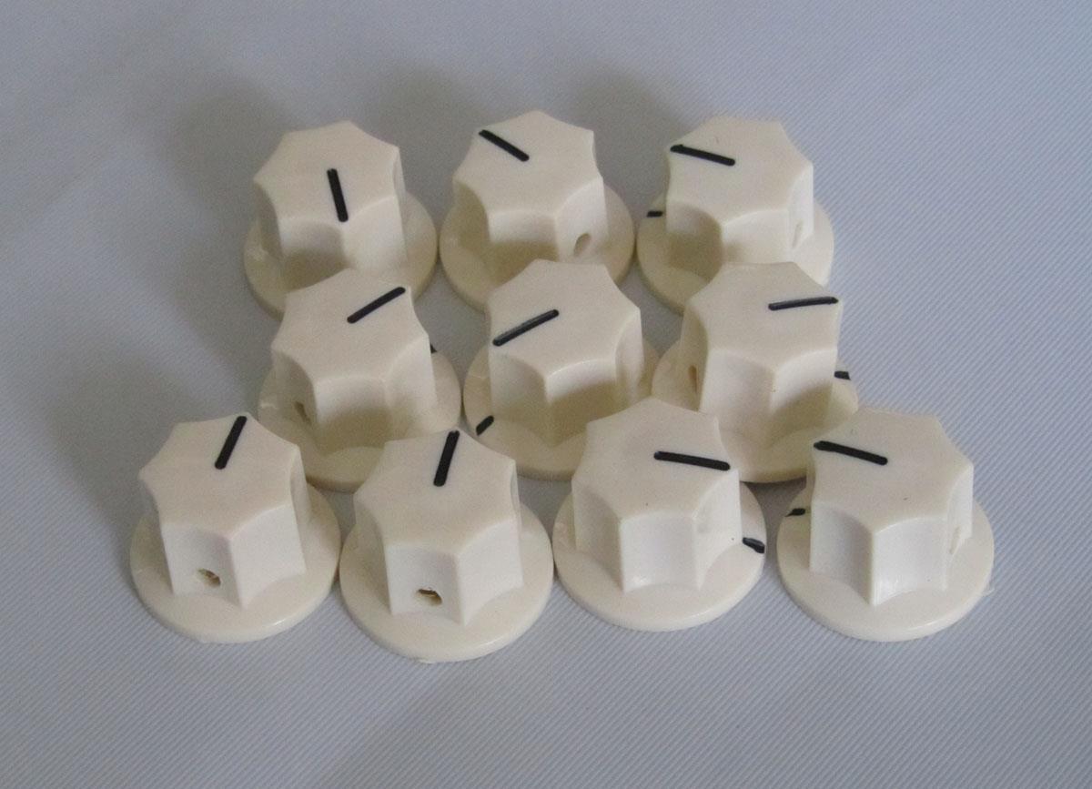10pcs USA Spec Jazz Bass Large Knobs 1/4" MXR Style Jaguar Mustang Knob Ivory