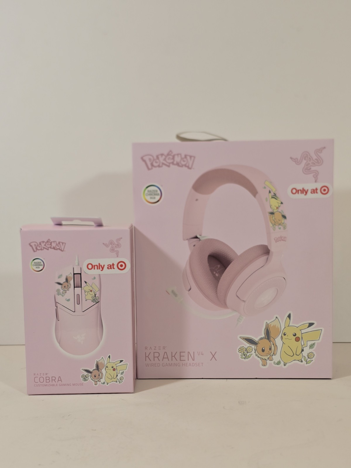 Pokemon x Razer EEVEE & PIKACHU EDITION Kraken V4 Wired Headset And Cobra Mouse