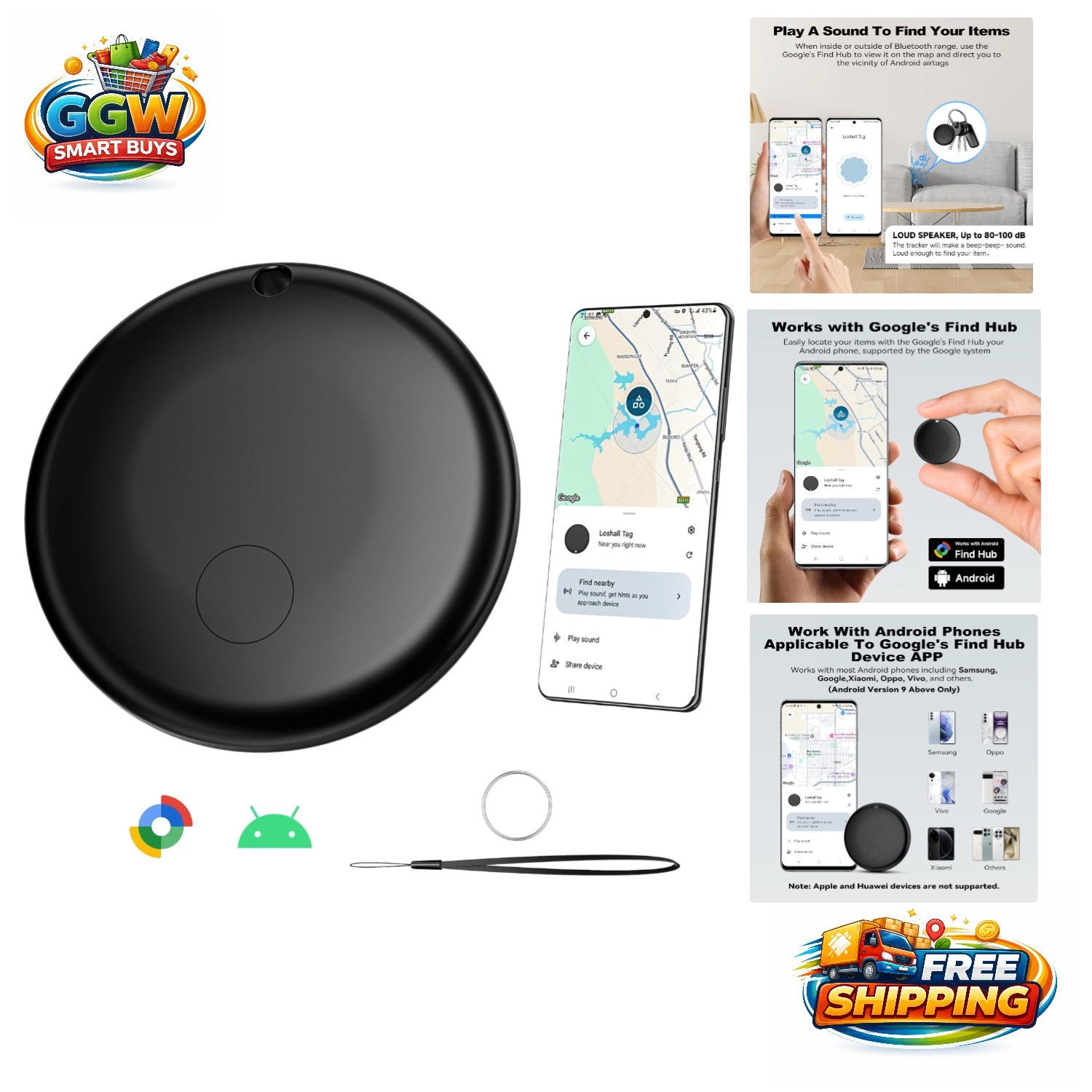 Bluetooth Air Tracker for Android Users - 200m Range, Works with Google Find Hub