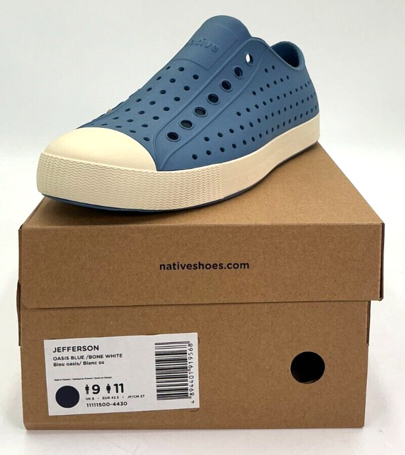 Native Jefferson Sugarlite Unisex Men's 9 Women's 11 Oasis Blue Shoes NIB