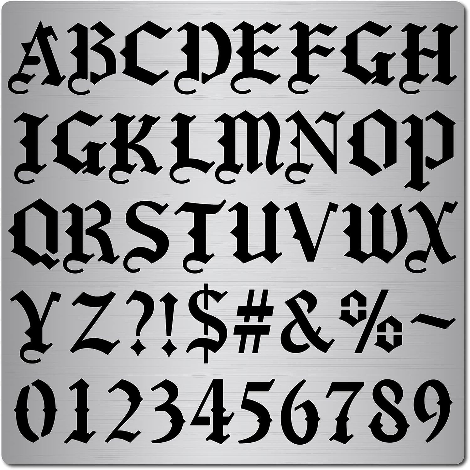 6.3 Inch Metal Gothic Font Lettering Stencil 1" High for Crafts and Engraving