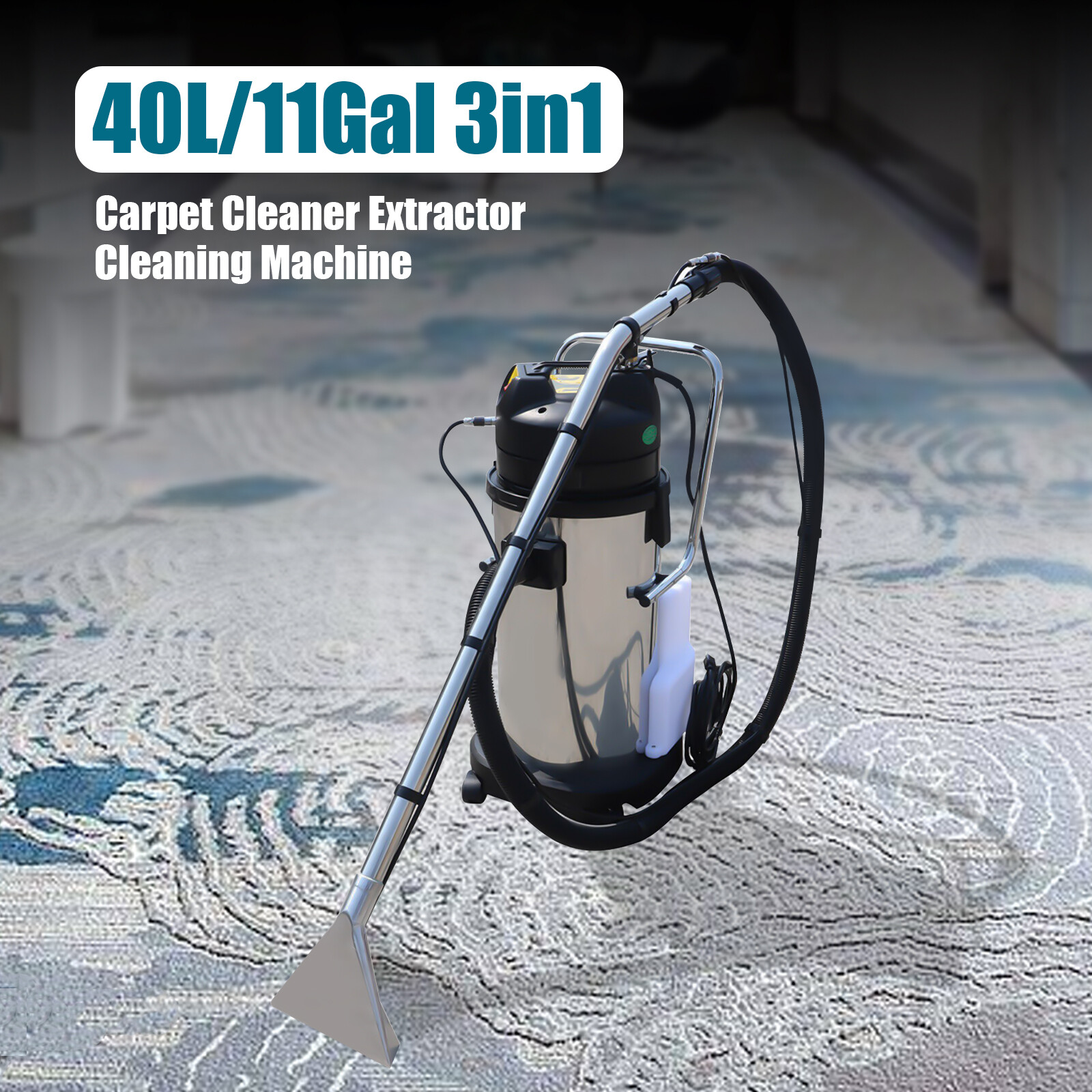 40L Commercial Carpet Cleaning Machine 3in1 Carpet Cleaner Vacuum Extractor 110V