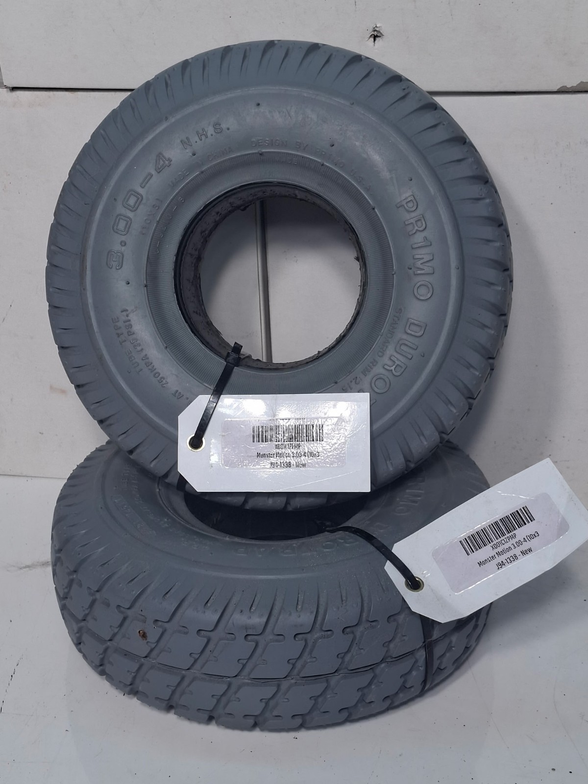 2 DUROTRAP 3.00-4 (10"x3", 260X85) Foam-Filled Mobility Tires off shelf Unused