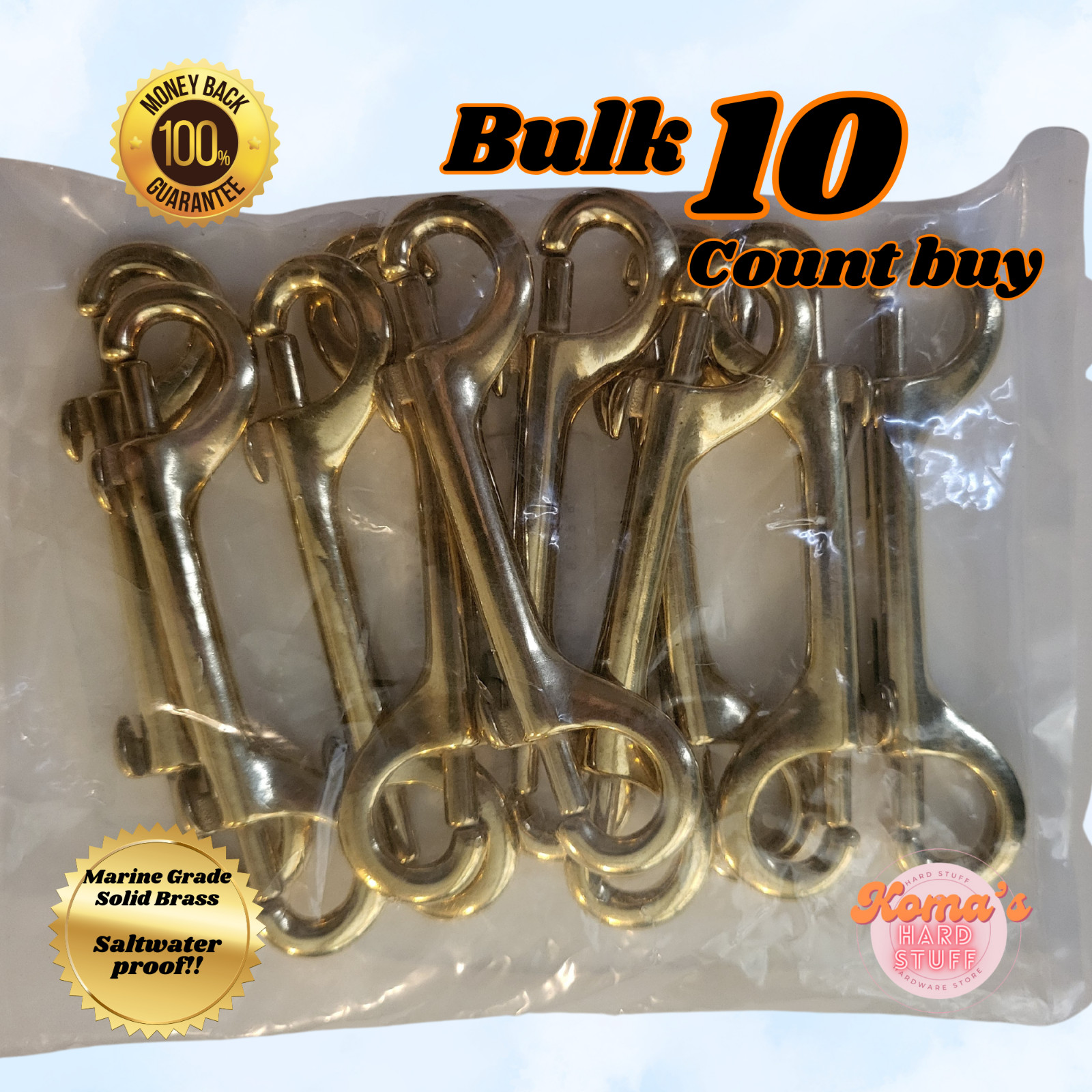 4 3/4" Marine Grade solid Brass vintage look double ended snap hookthumb clasp.