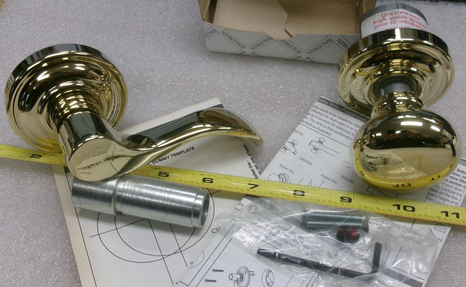 Baldwin 5270-003-LFD LH Lifetime Polished Brass Full Dummy Entry Set 1292HW