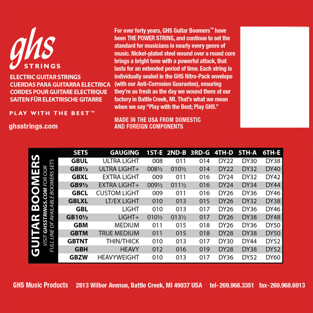 6 Sets! GHS Boomers Light Electric GBL 10-46