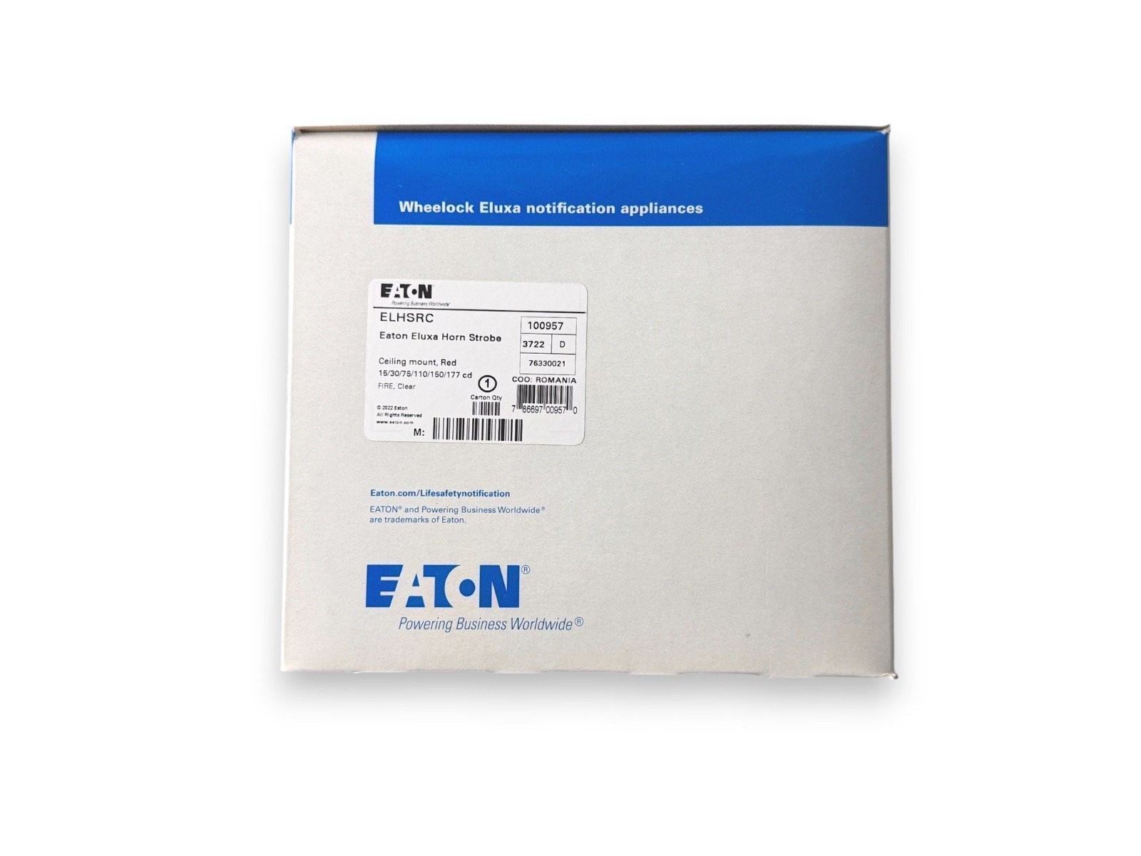 Eaton Wheelock ELHSRC 100957 Fire Alarm Horn Strobe Ceiling Red (NEW IN BOX)