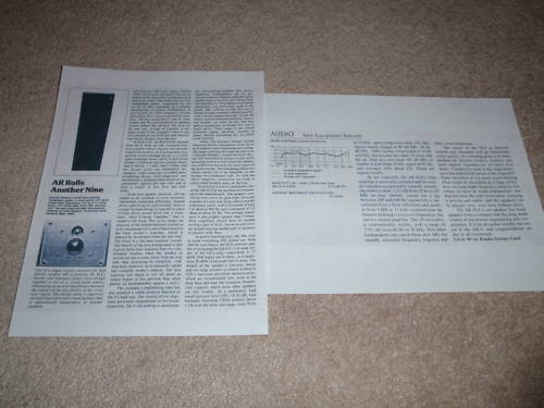 AR AR-9LS Speaker Review,1983, 2 pgs, Full Test, Specs, Info