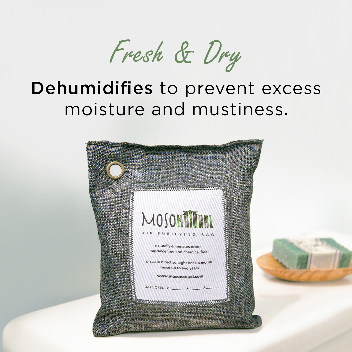 Moso Natural Air Purifying Bag 200g (3 Pack). Odor Eliminator for Car Closet Pet