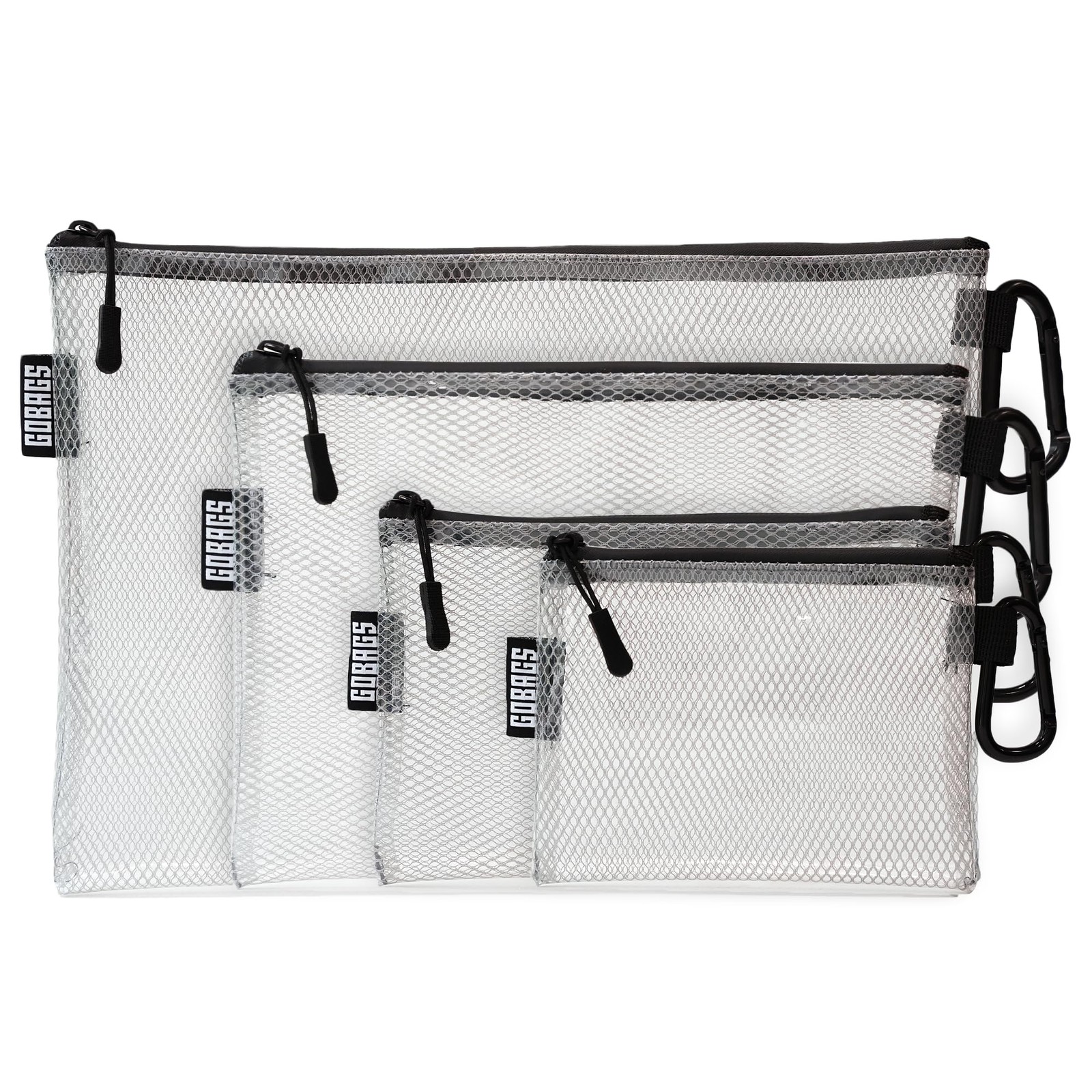 GOBAGS Air Production Multi-Size Clear Zipper Pouch (4‑Pack) – Cable Organize...