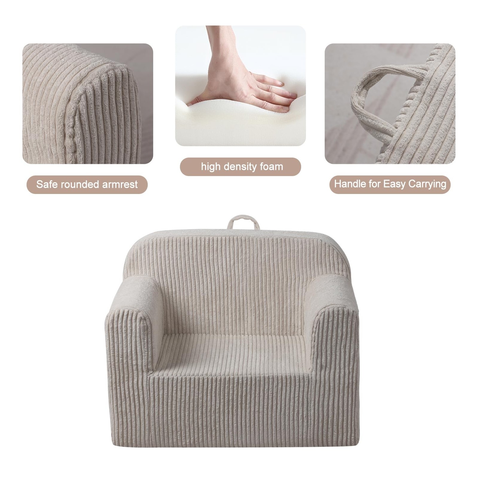 Foam Kids Sofa Chair, Comfy Toddler Couch,Soft Toddler Armchair for Boys and ...