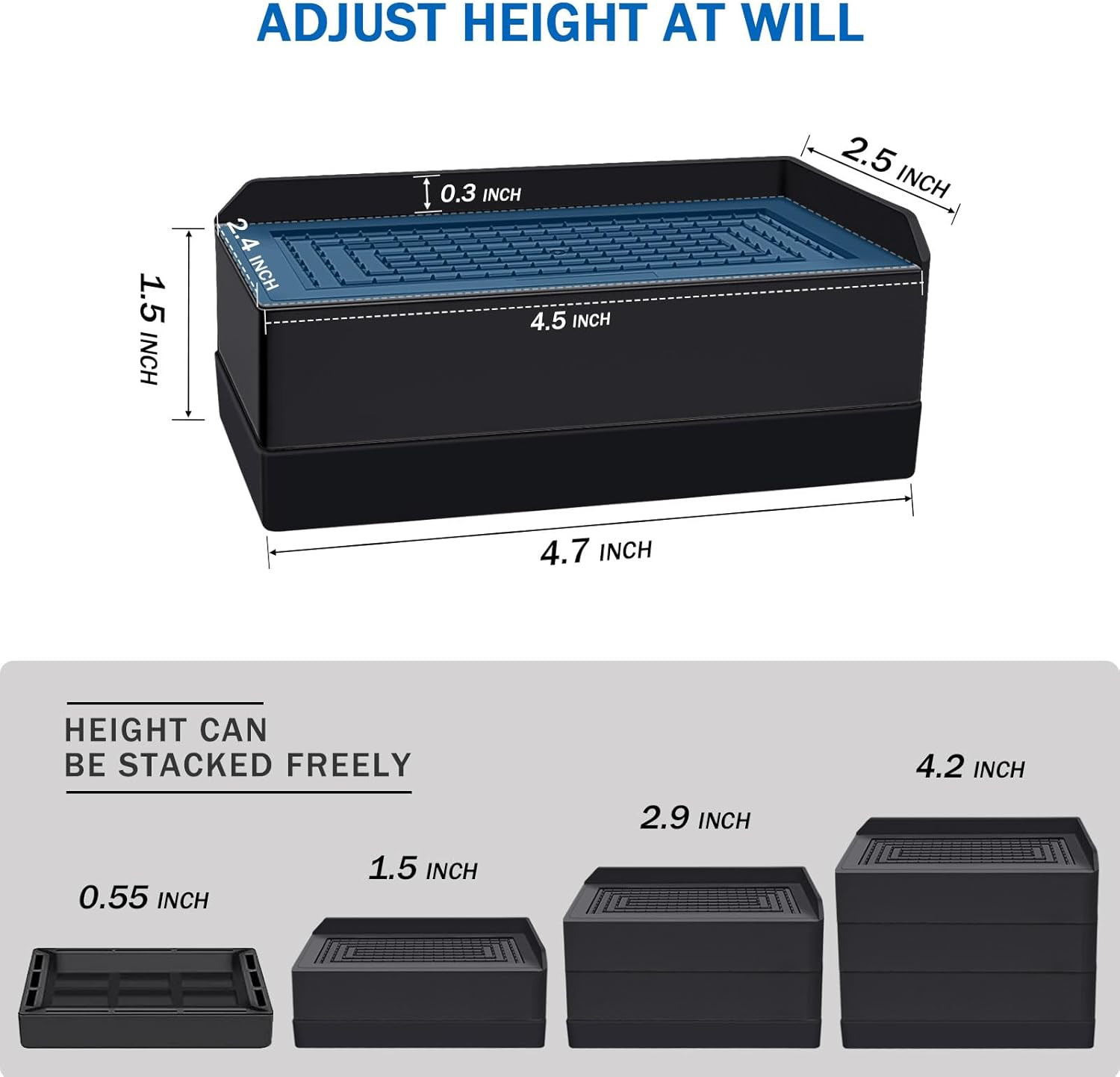 1.5 Inch Furniture Risers, Rectangle Adjustable Risers Blocks for Bed Sofa Ta...